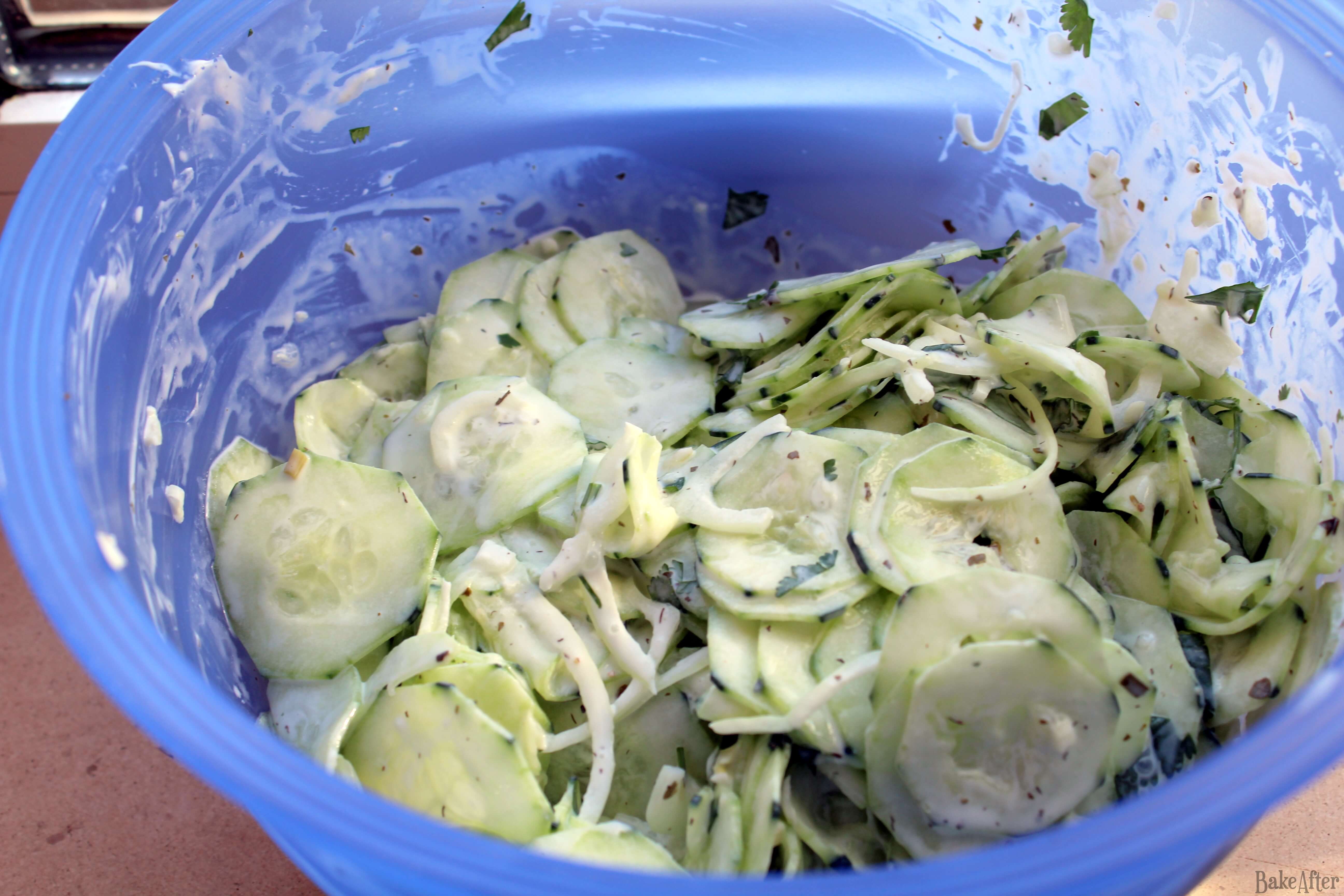 Homemade Sour Cream Cucumber Salad • German Gurkensalat · Bake After Recipe