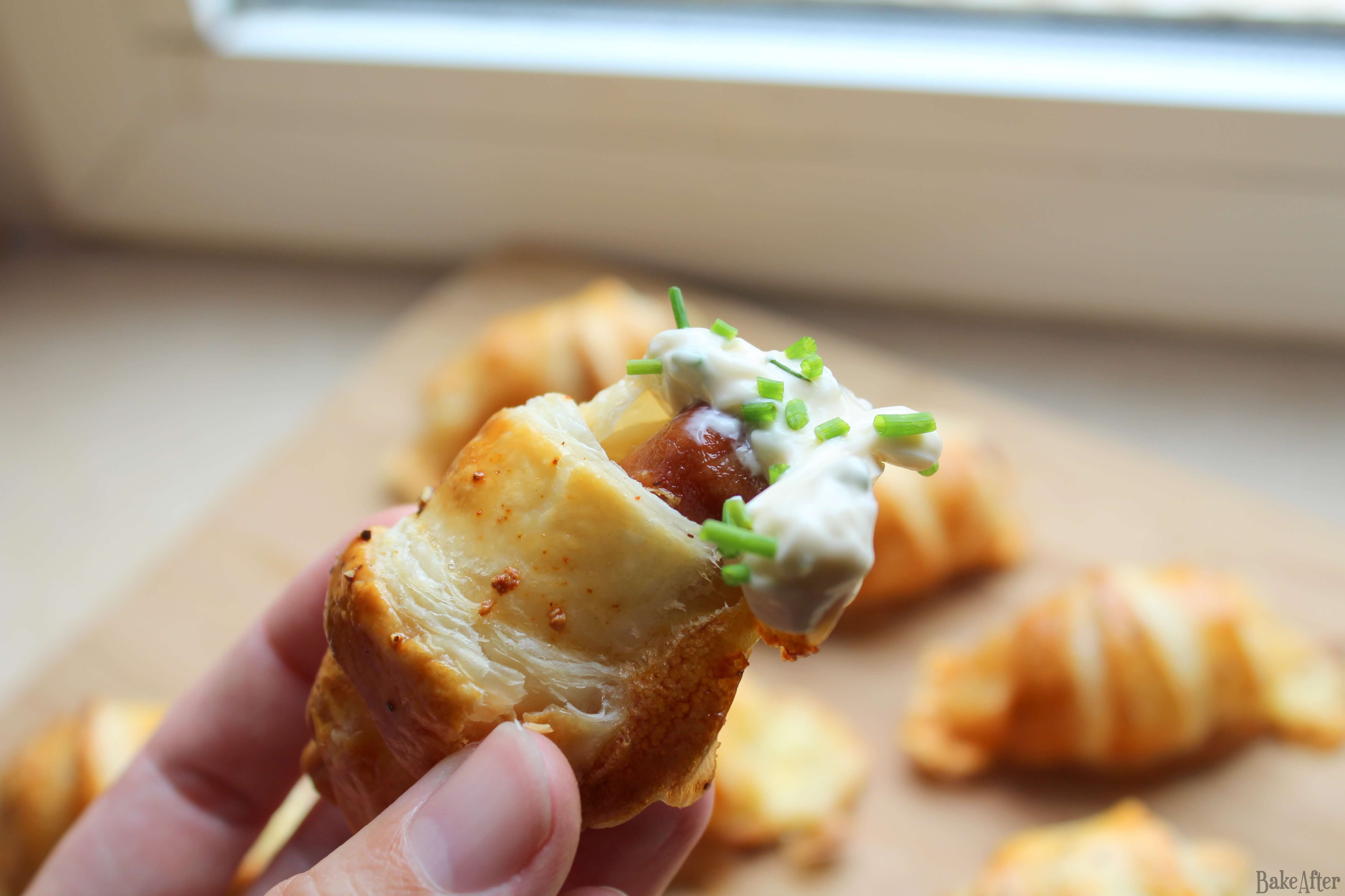 Golden Puff Pastry Sausage Rolls with Garlic Aioli · Bake After Recipe