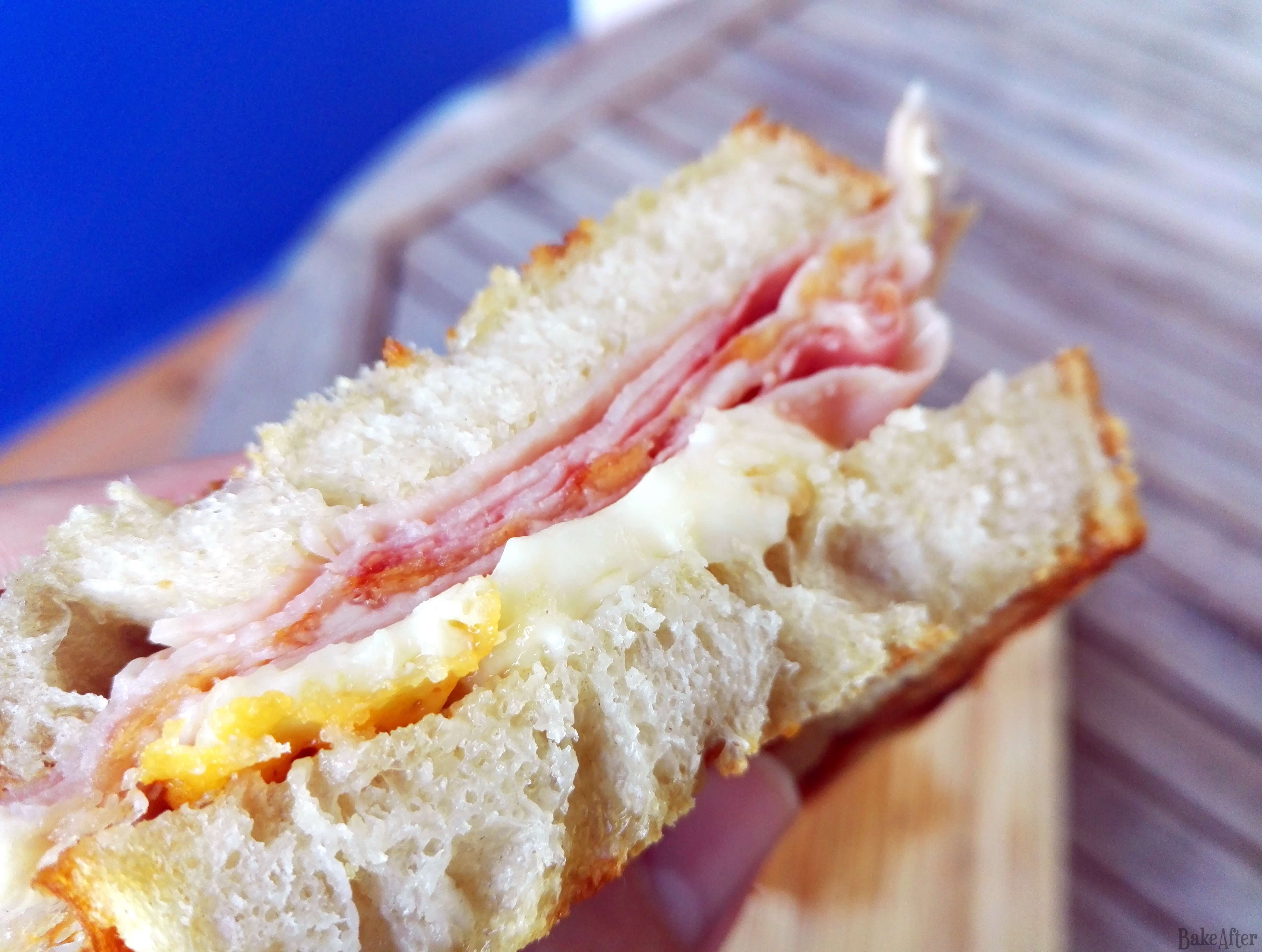 Ham and Cheese Grilled Toast on Rustic Bread · Bake After Recipe
