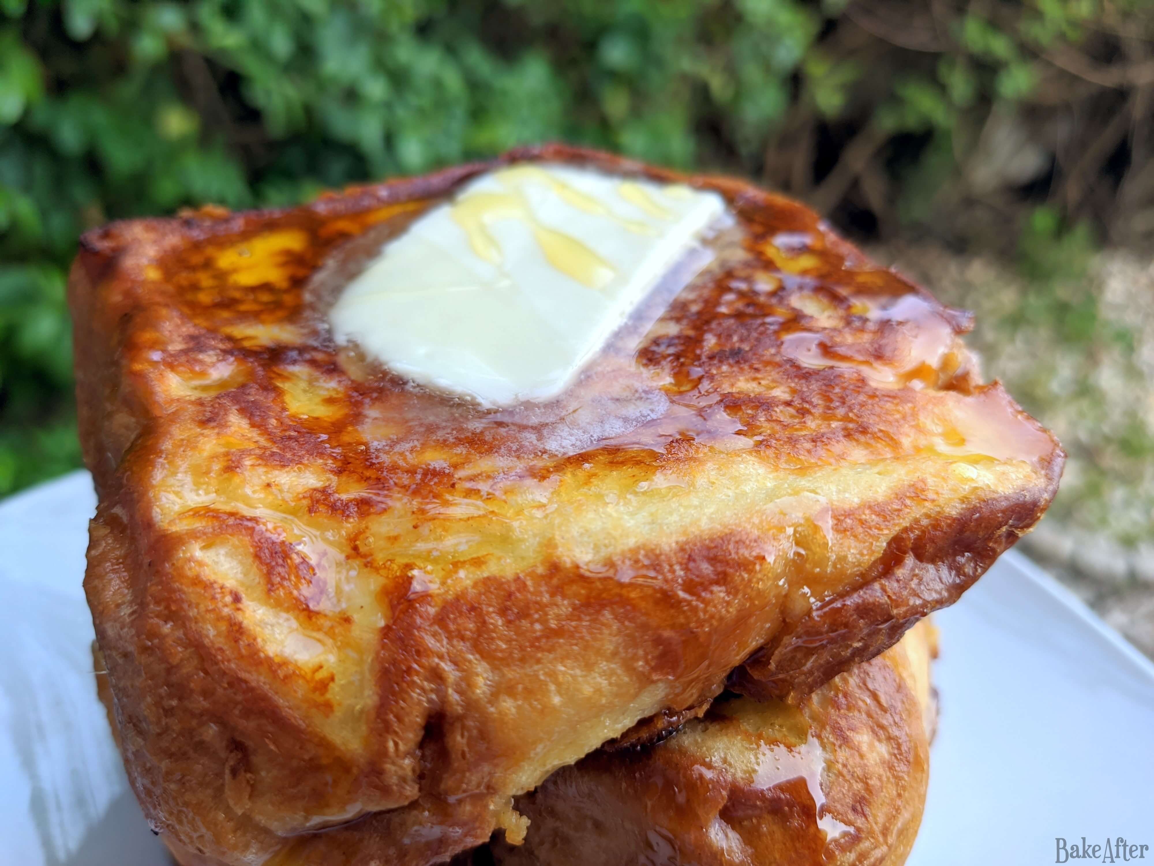 Brioche Bread French Toasts with Butter and Honey · Bake After Recipe
