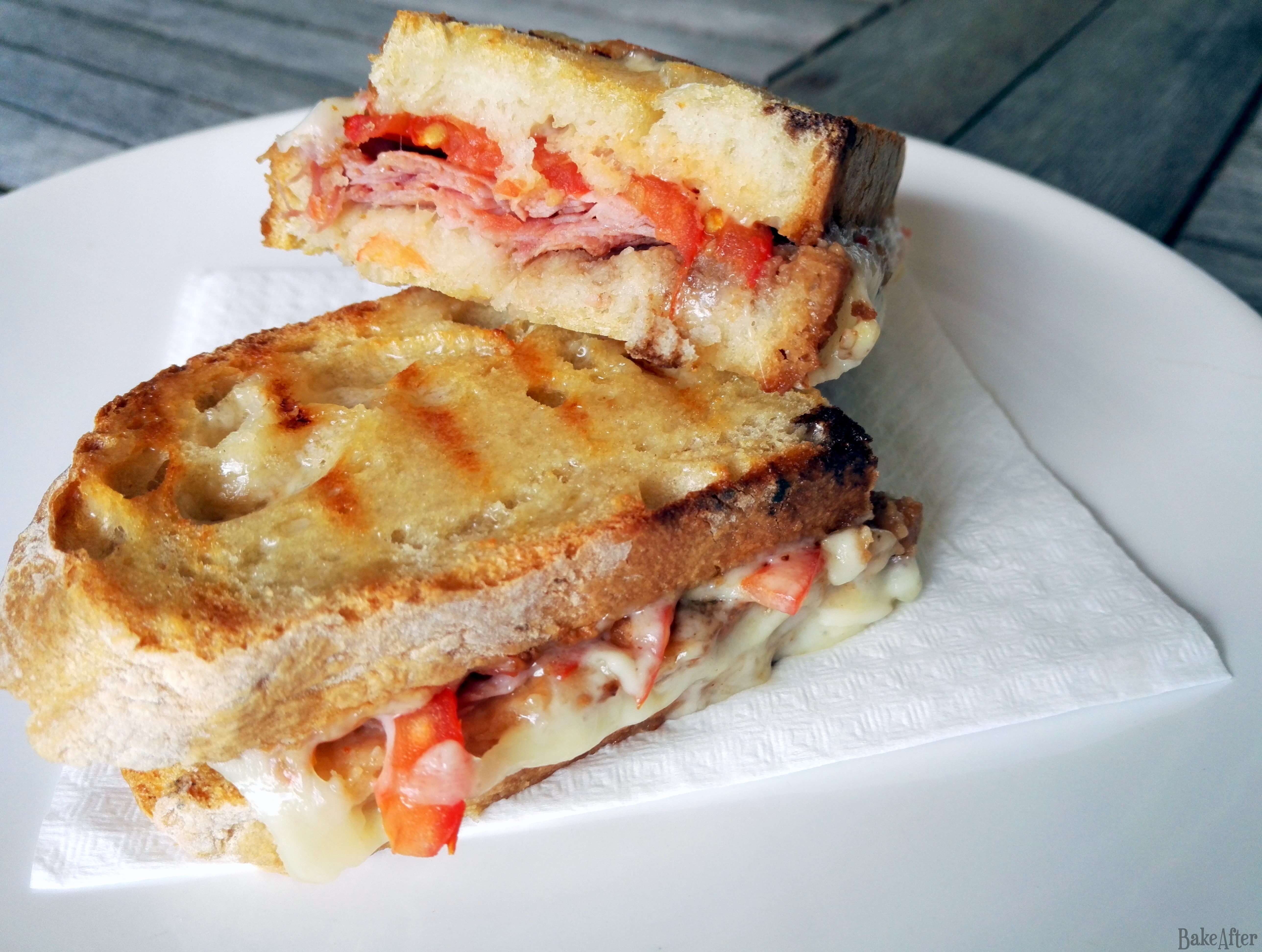 Easy Rustic Ham & Cheese Grilled Sandwich with Fresh Tomato · Bake After Recipe
