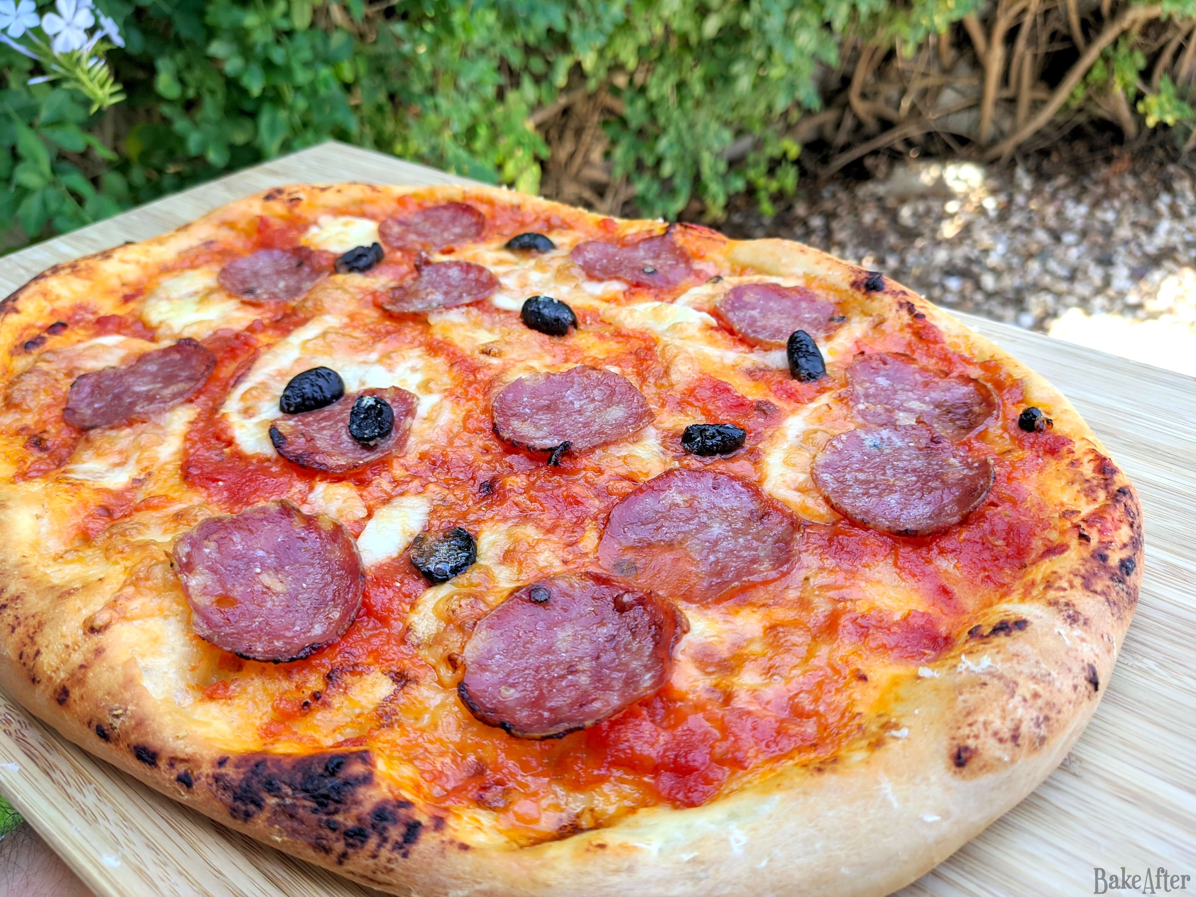 Homemade Fluffy Pizza with Pepperoni and Olives · Bake After Recipe