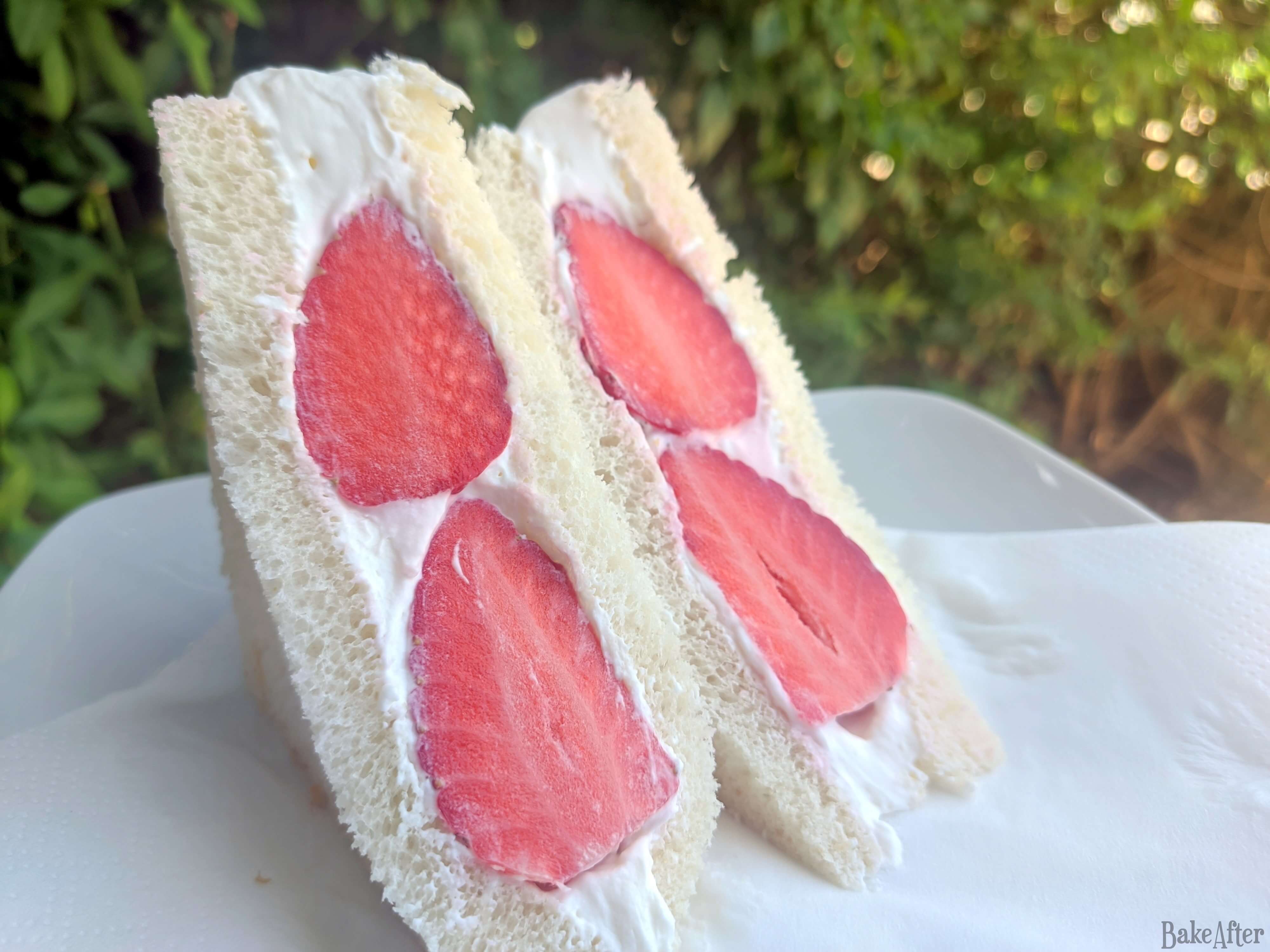 Japanese Sweet Strawberry Cream Sandwich • Ichigo Sando · Bake After Recipe