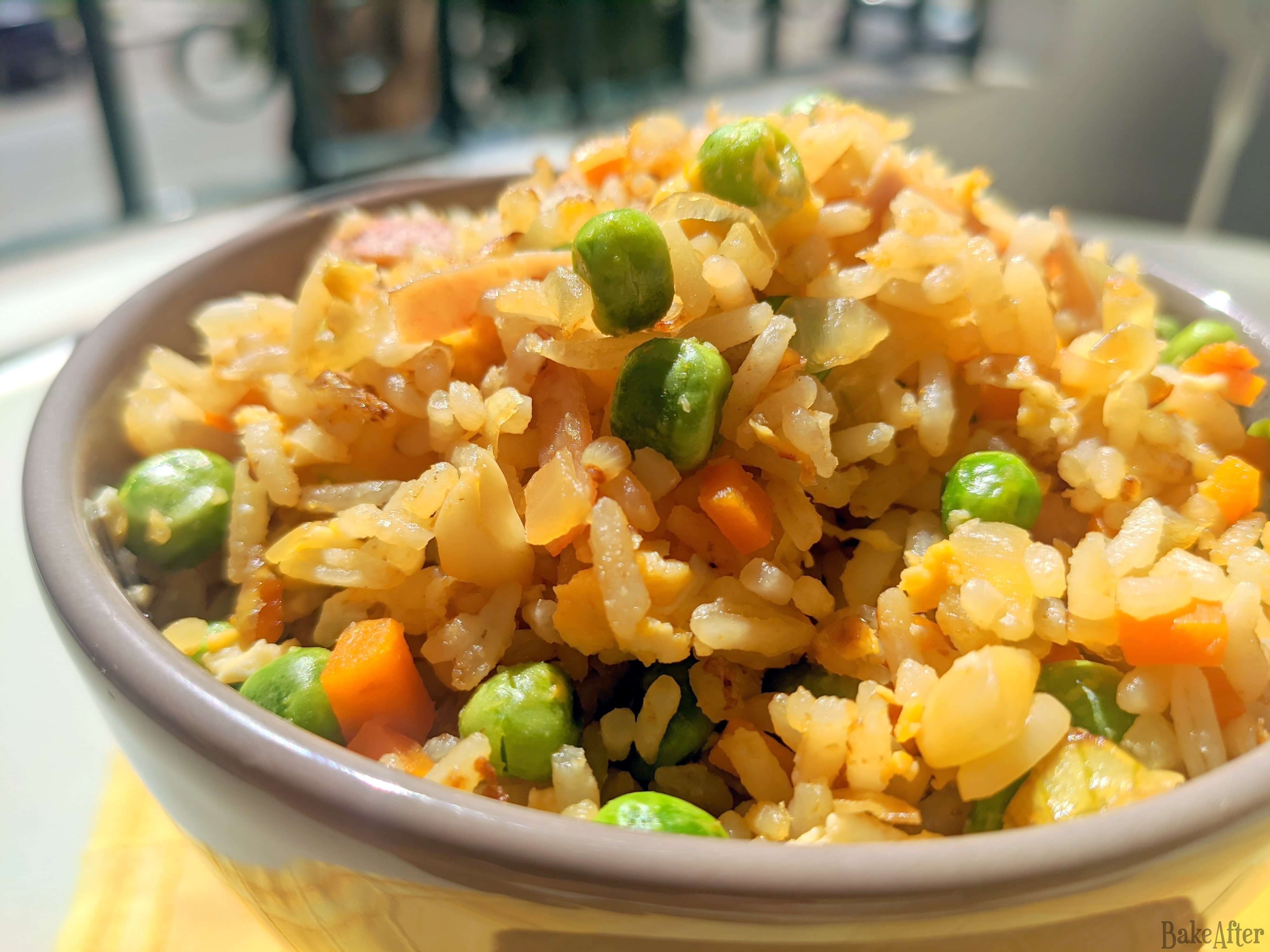 Quick Curry Fried Rice with Mixed Vegetables and Ham · Bake After Recipe