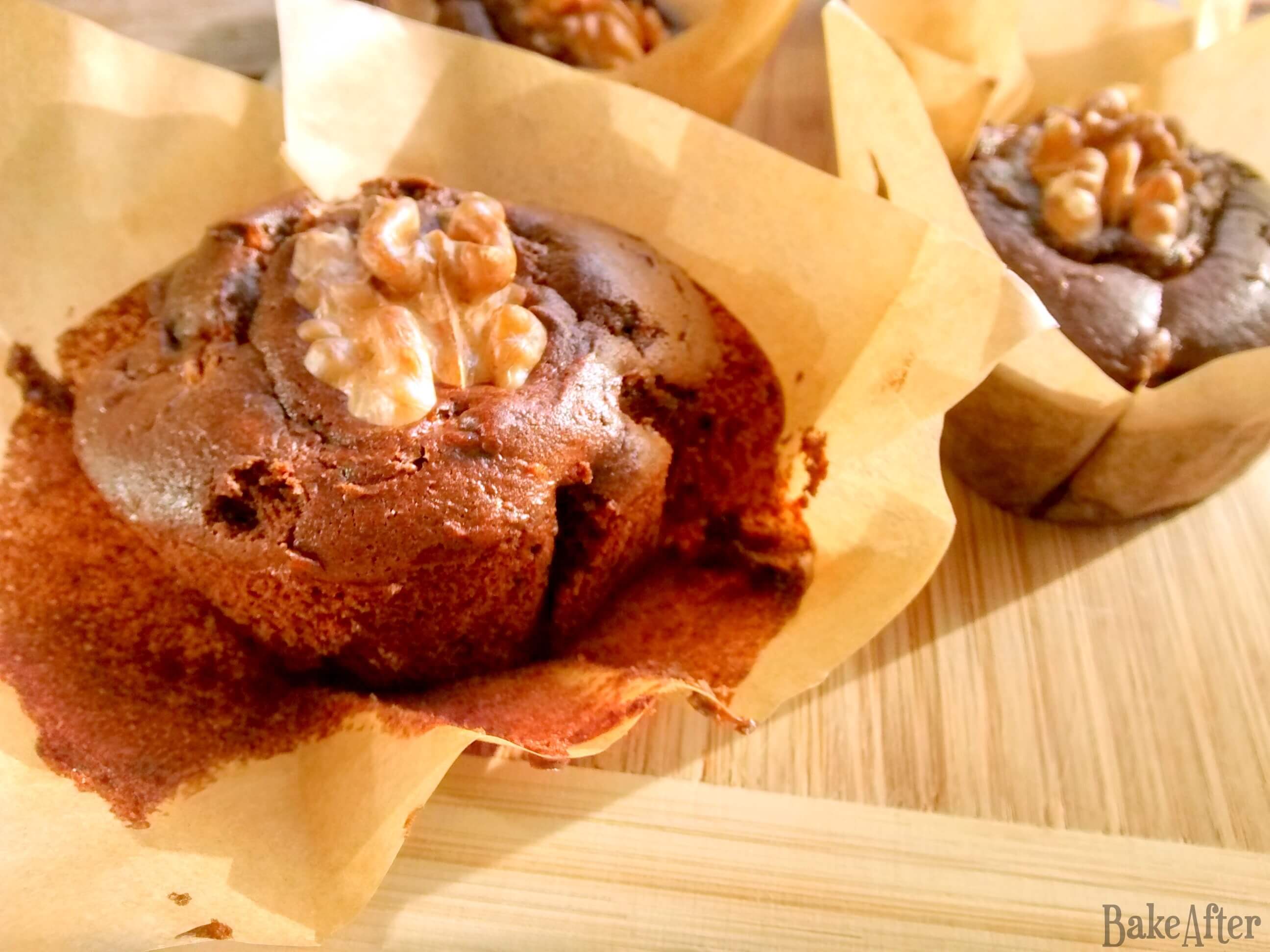 Healthier Fluffy Chocolate Walnut Muffins · Bake After Recipe