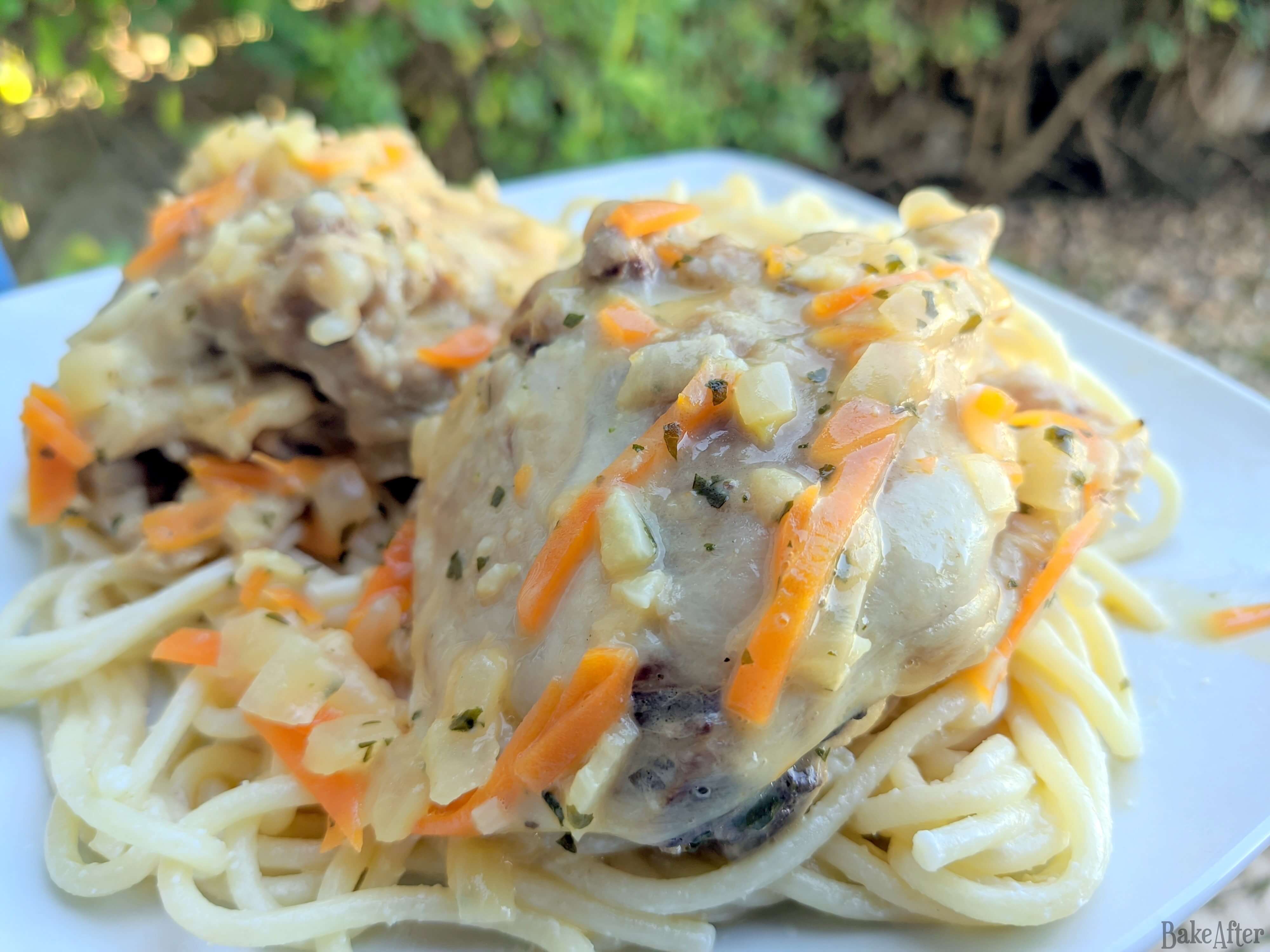 Fall-Off-The-Bone Grandma's Chicken Fricassée with Creamy Lemon Sauce · Bake After Recipe