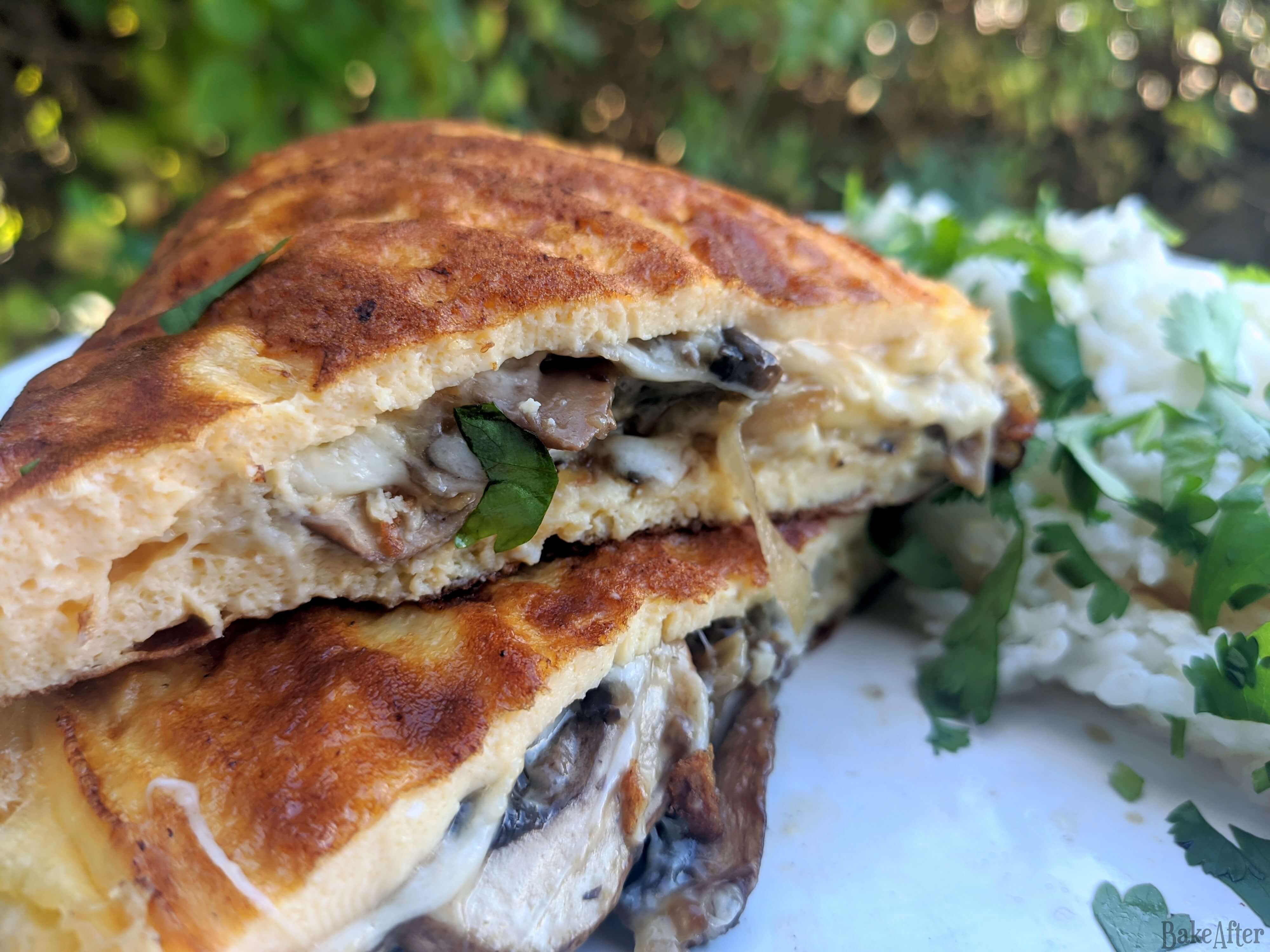 Fluffy Mushroom and Cheese Folded Omelet · Bake After Recipe